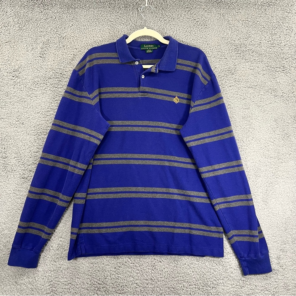 Lauren Ralph Lauren Rugby Polo Shirt Blue Gray Men Size Large